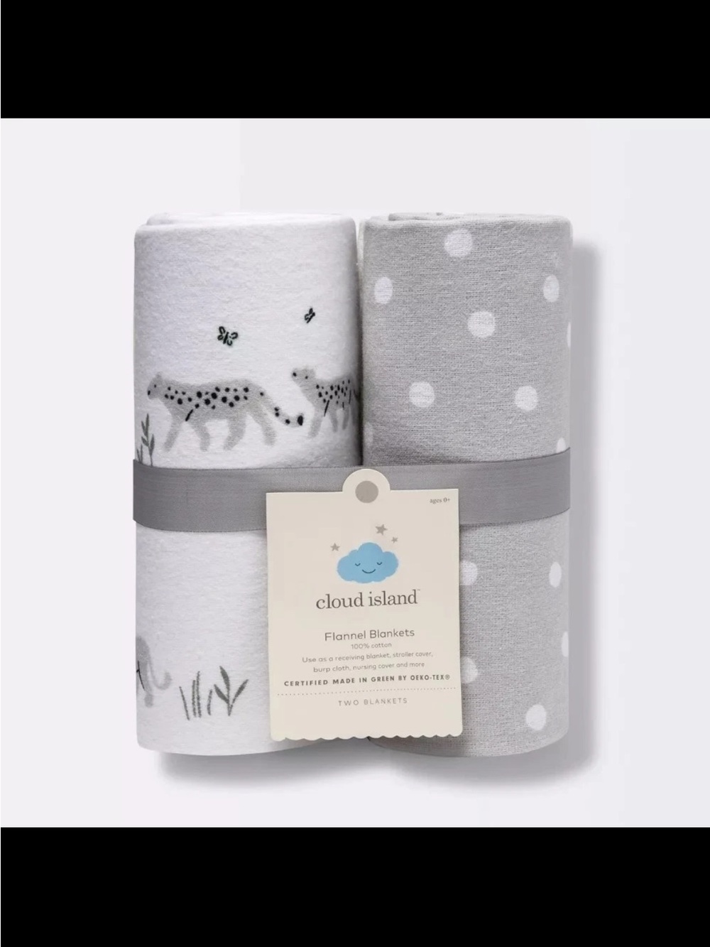 NEW cloud island Gray & White Flannel Blanket Duo